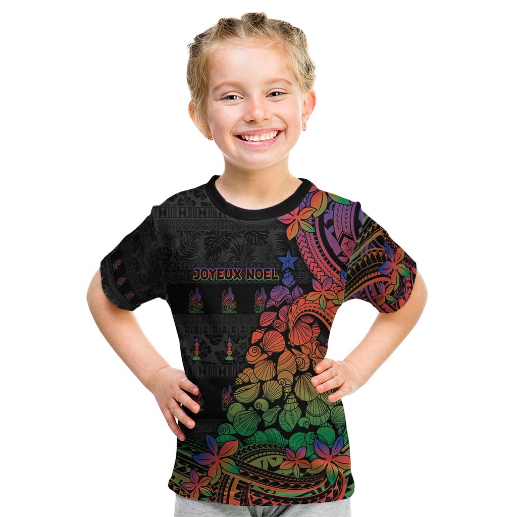 New Caledonia Christmas Kid T Shirt Seashell Xmas Tree Tribal Waves - Polynesian Pride