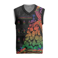 New Caledonia Christmas Knitted V-Neck Vest Seashell Xmas Tree Tribal Waves - Polynesian Pride