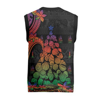 New Caledonia Christmas Knitted V-Neck Vest Seashell Xmas Tree Tribal Waves - Polynesian Pride