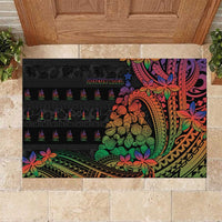 New Caledonia Christmas Rubber Doormat Seashell Xmas Tree Tribal Waves - Polynesian Pride