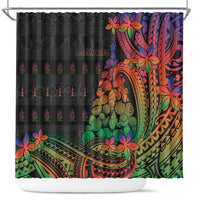 New Caledonia Christmas Shower Curtain Seashell Xmas Tree Tribal Waves - Polynesian Pride