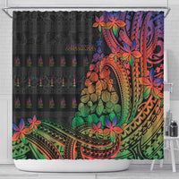 New Caledonia Christmas Shower Curtain Seashell Xmas Tree Tribal Waves - Polynesian Pride