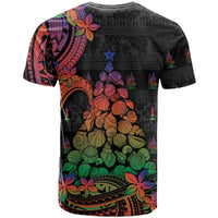 New Caledonia Christmas T Shirt Seashell Xmas Tree Tribal Waves - Polynesian Pride