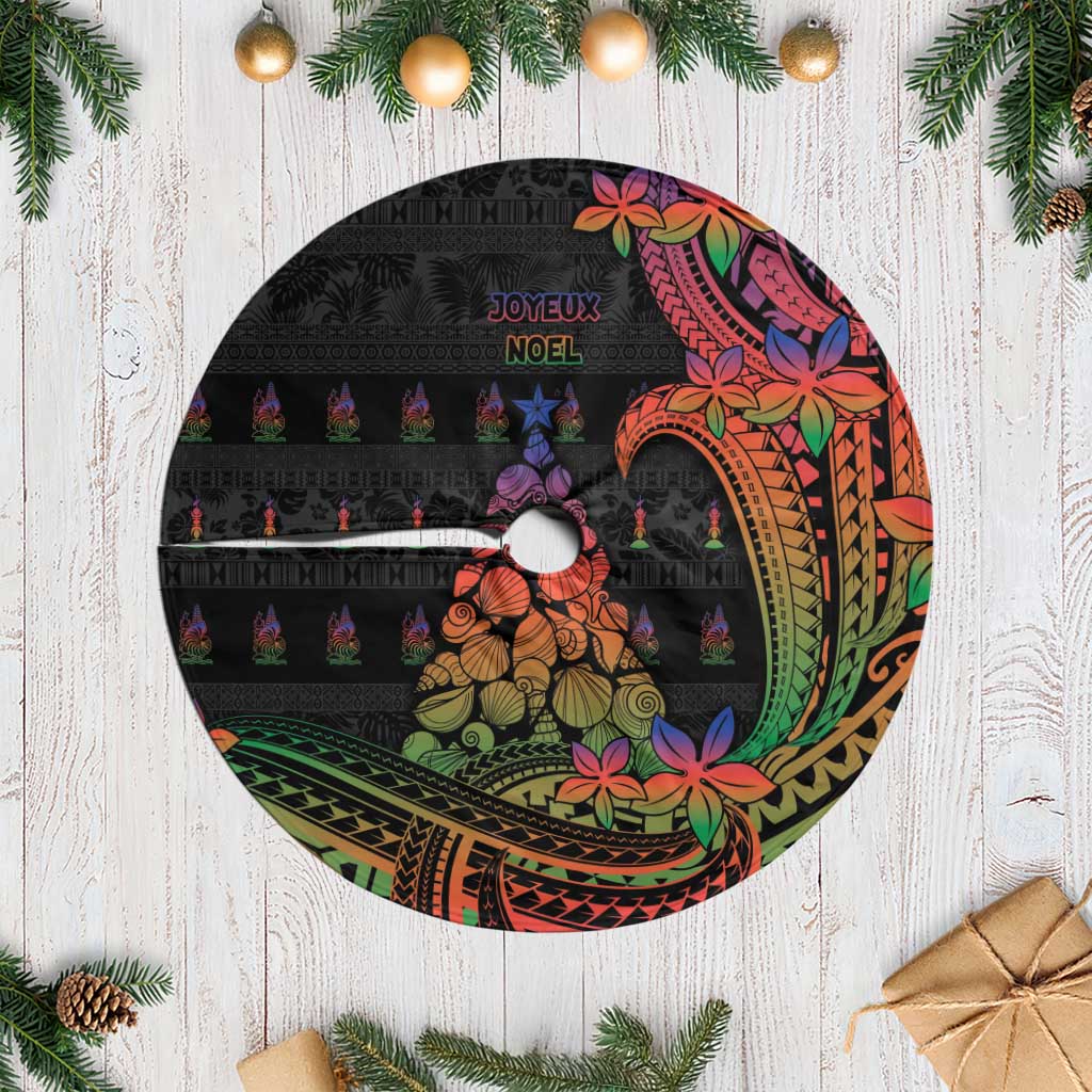 New Caledonia Christmas Tree Skirt Seashell Xmas Tree Tribal Waves - Polynesian Pride