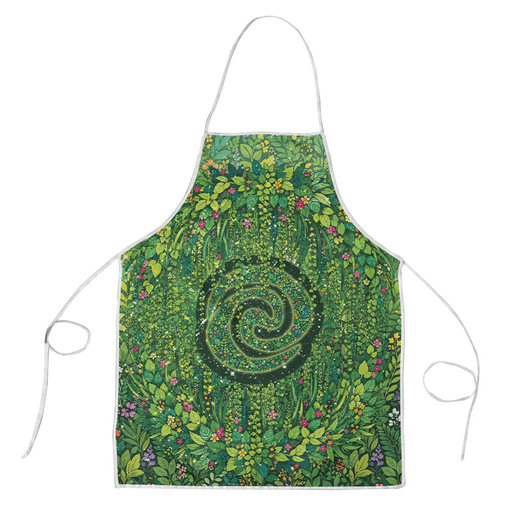 Polynesia Mother Nature Apron Glowing Heart Spiral Tropical Vine Floral