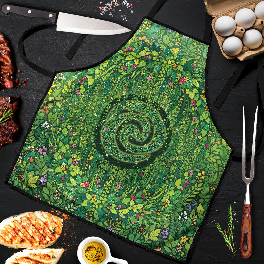 Polynesia Mother Nature Apron Glowing Heart Spiral Tropical Vine Floral