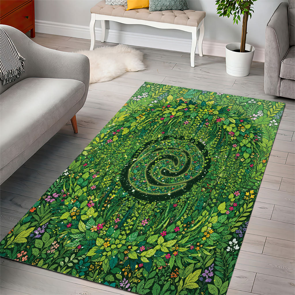 Polynesia Mother Nature Area Rug Glowing Heart Spiral Tropical Vine Floral