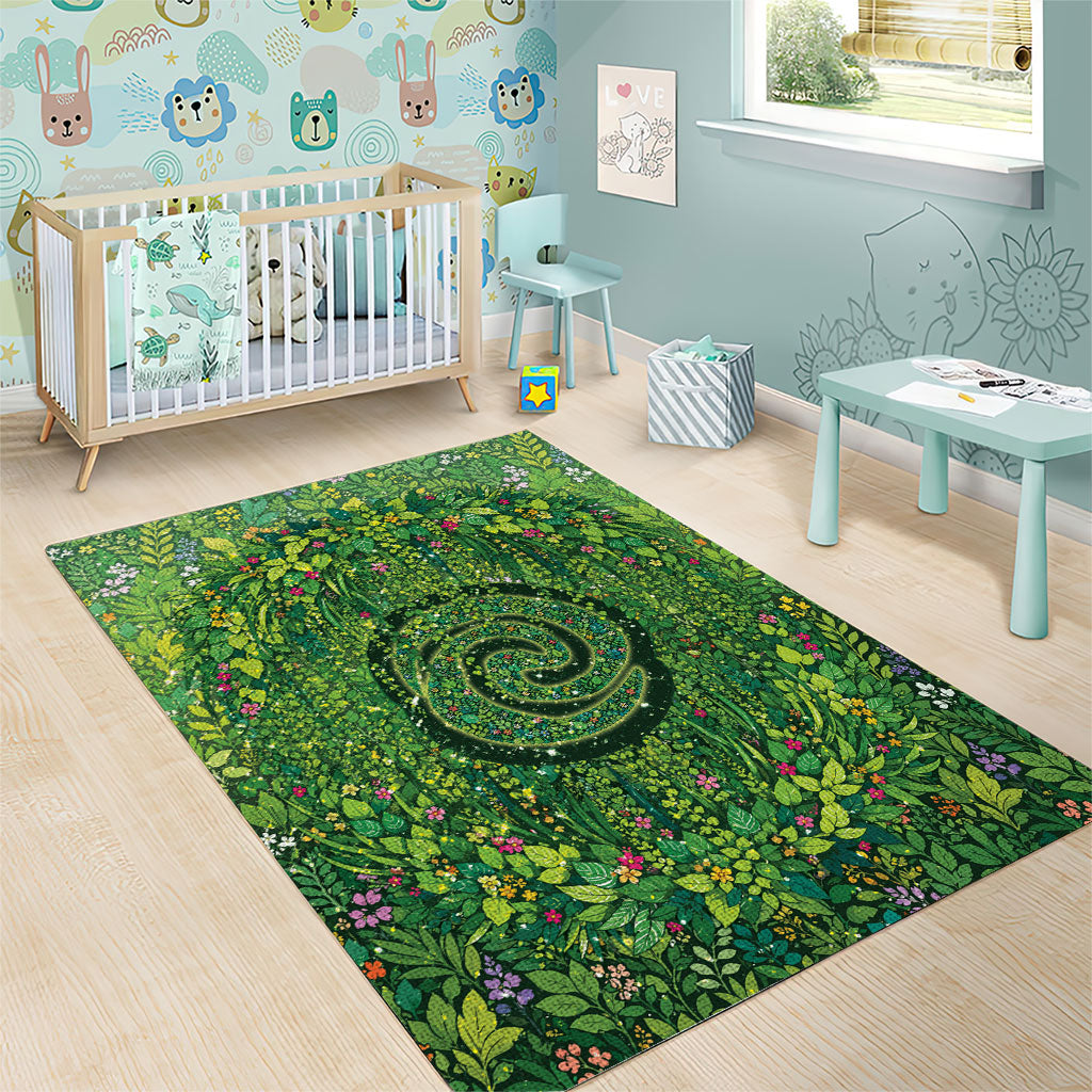 Polynesia Mother Nature Area Rug Glowing Heart Spiral Tropical Vine Floral