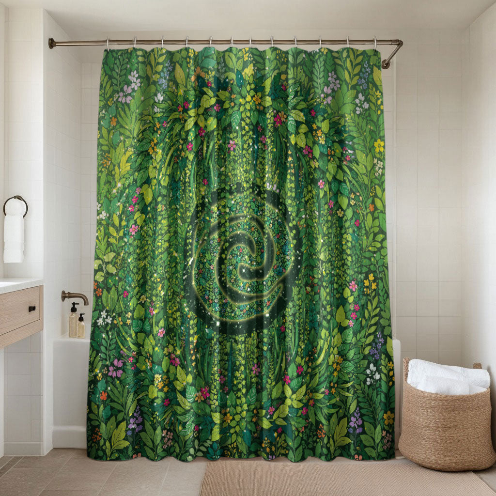 Polynesia Mother Nature Bathroom Set Glowing Heart Spiral Tropical Vine Floral