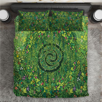 Polynesia Mother Nature Bedding Set Glowing Heart Spiral Tropical Vine Floral