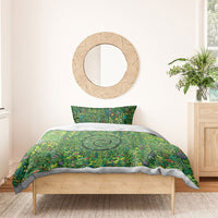 Polynesia Mother Nature Bedding Set Glowing Heart Spiral Tropical Vine Floral