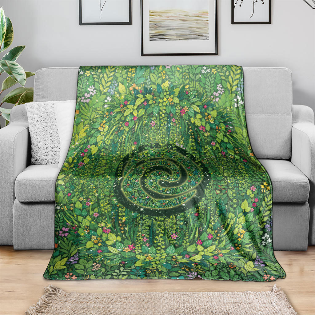 Polynesia Mother Nature Blanket Glowing Heart Spiral Tropical Vine Floral