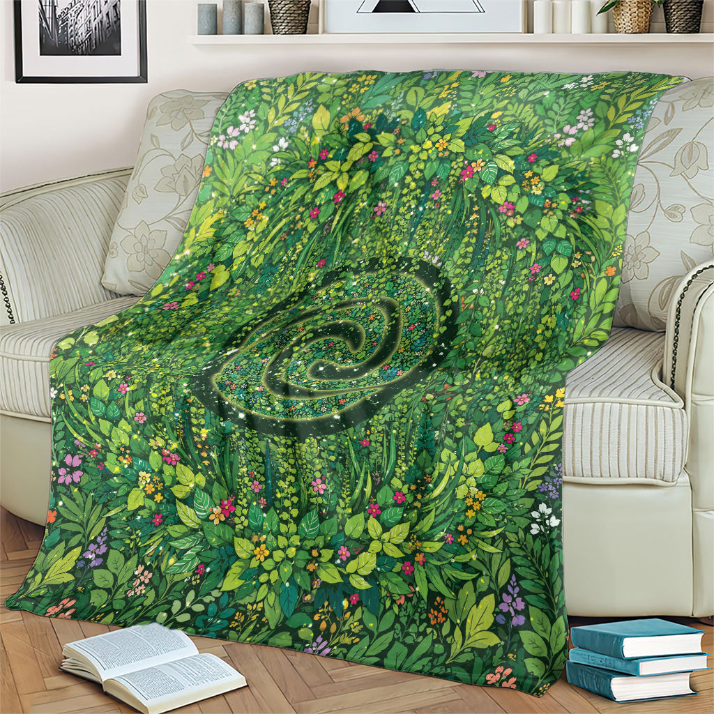 Polynesia Mother Nature Blanket Glowing Heart Spiral Tropical Vine Floral