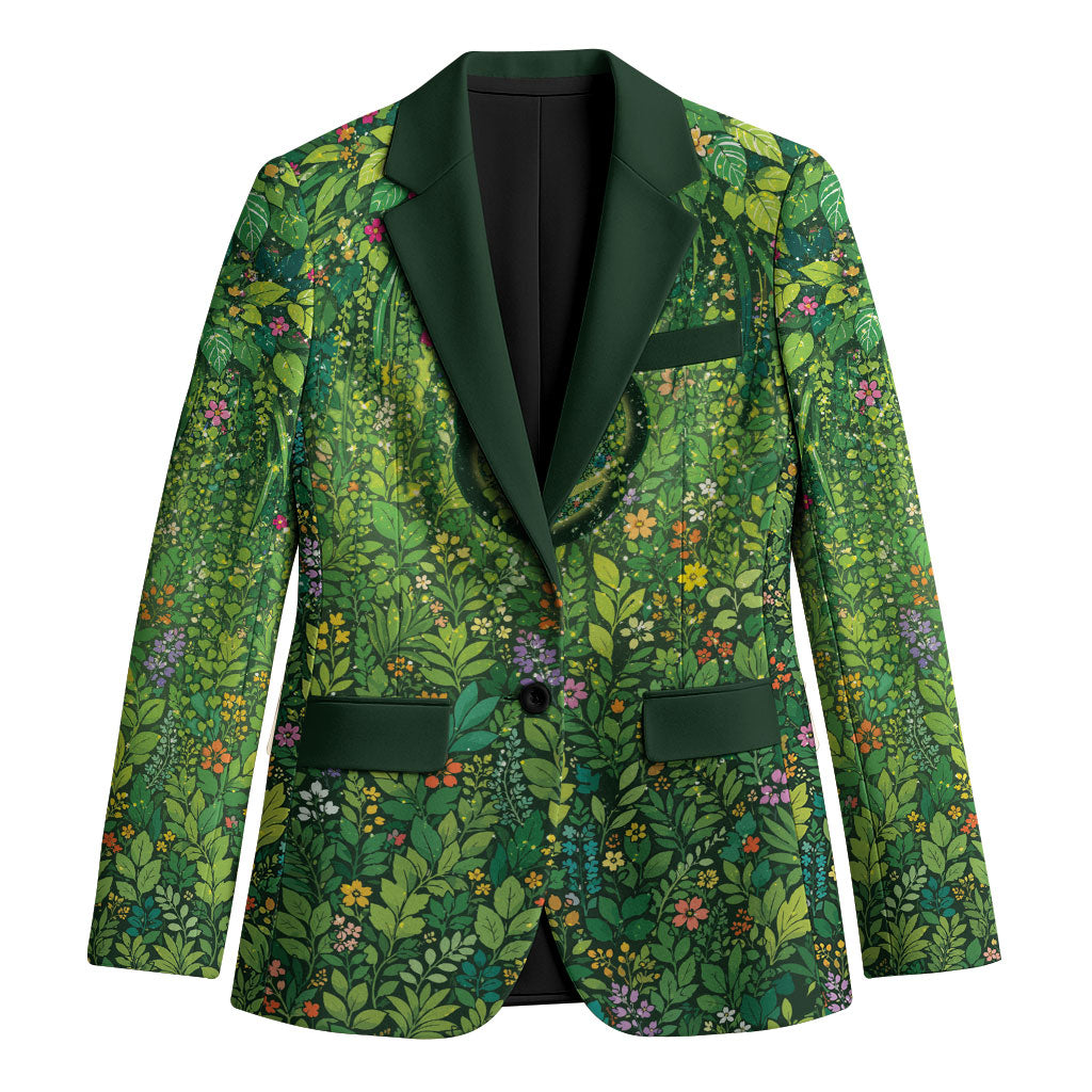 Polynesia Mother Nature Blazer Glowing Heart Spiral Tropical Vine Floral