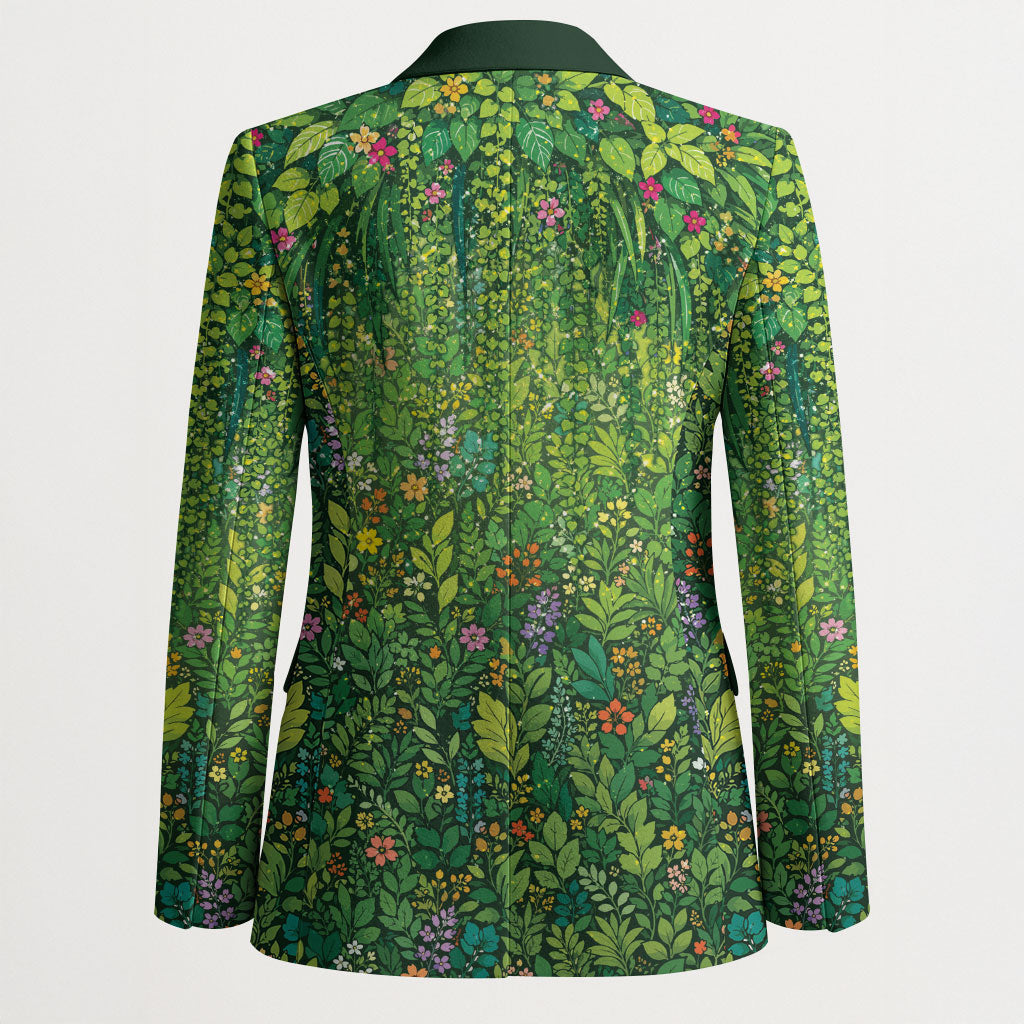 Polynesia Mother Nature Blazer Glowing Heart Spiral Tropical Vine Floral