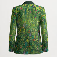Polynesia Mother Nature Blazer Glowing Heart Spiral Tropical Vine Floral