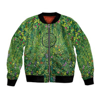 Polynesia Mother Nature Bomber Jacket Glowing Heart Spiral Tropical Vine Floral
