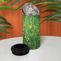 Polynesia Mother Nature 4 in 1 Can Cooler Tumbler Glowing Heart Spiral Tropical Vine Floral