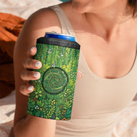 Polynesia Mother Nature 4 in 1 Can Cooler Tumbler Glowing Heart Spiral Tropical Vine Floral