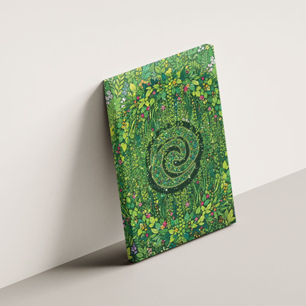 Polynesia Mother Nature Canvas Wall Art Glowing Heart Spiral Tropical Vine Floral