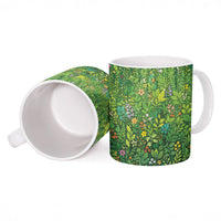 Polynesia Mother Nature Ceramic Mug Glowing Heart Spiral Tropical Vine Floral
