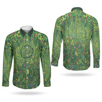 Polynesia Mother Nature Couples Matching Off Shoulder Maxi Dress and Long Sleeve Button Shirt Glowing Heart Spiral Tropical Vine Floral