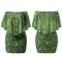 Polynesia Mother Nature Couples Matching Off Shoulder Short Dress and Hawaiian Shirt Glowing Heart Spiral Tropical Vine Floral