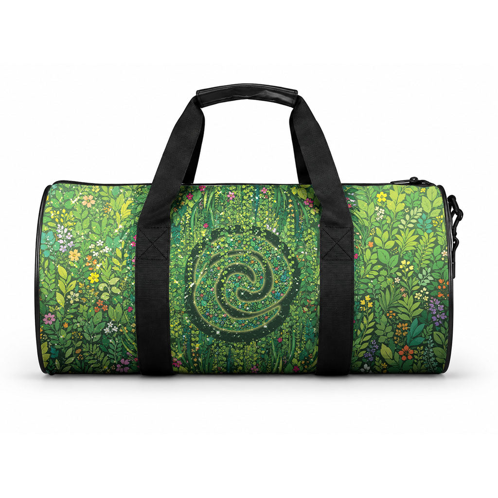 Polynesia Mother Nature Duffle Bag Glowing Heart Spiral Tropical Vine Floral