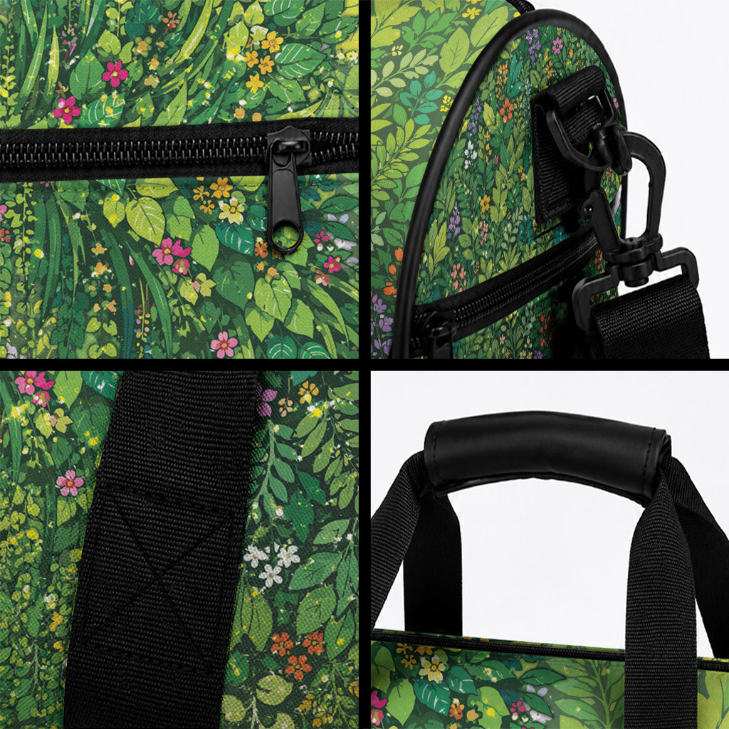 Polynesia Mother Nature Duffle Bag Glowing Heart Spiral Tropical Vine Floral