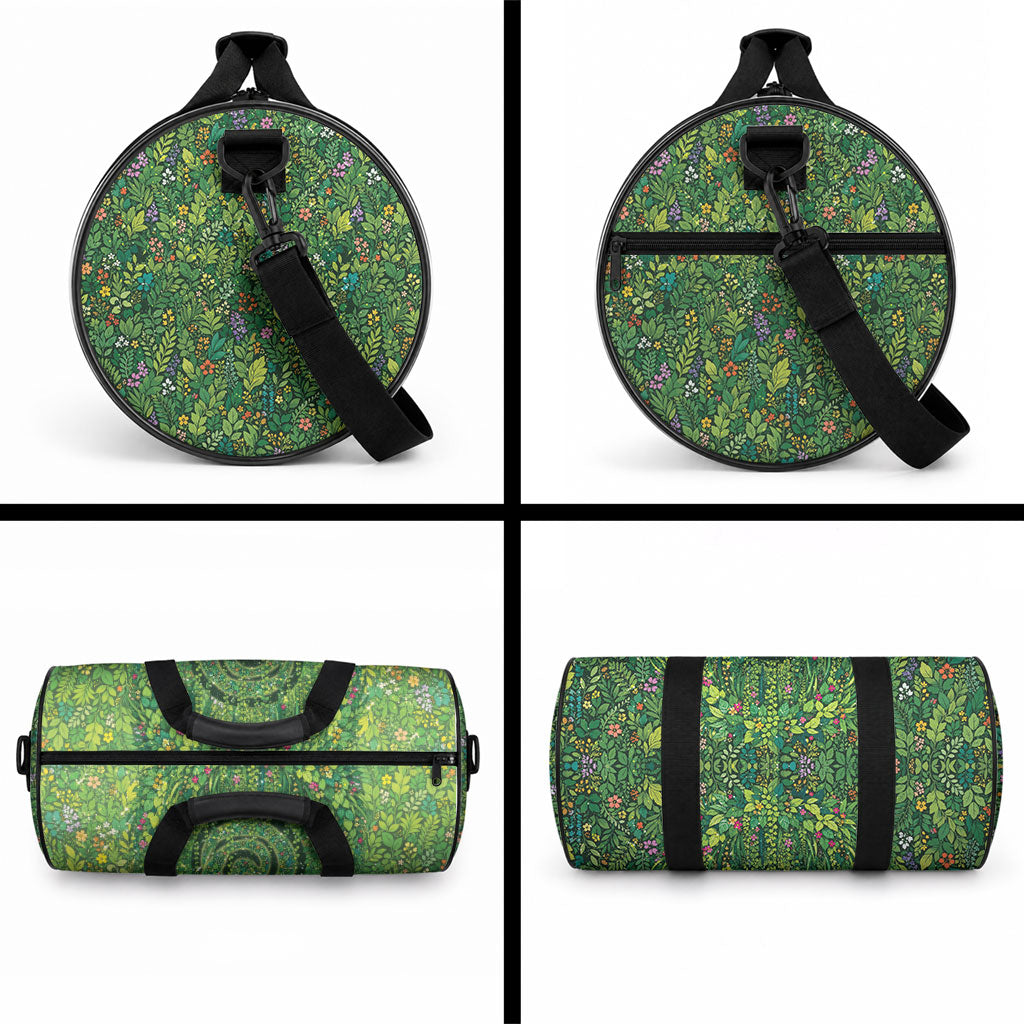 Polynesia Mother Nature Duffle Bag Glowing Heart Spiral Tropical Vine Floral