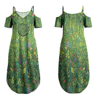 Polynesia Mother Nature Family Matching Summer Maxi Dress and Hawaiian Shirt Glowing Heart Spiral Tropical Vine Floral