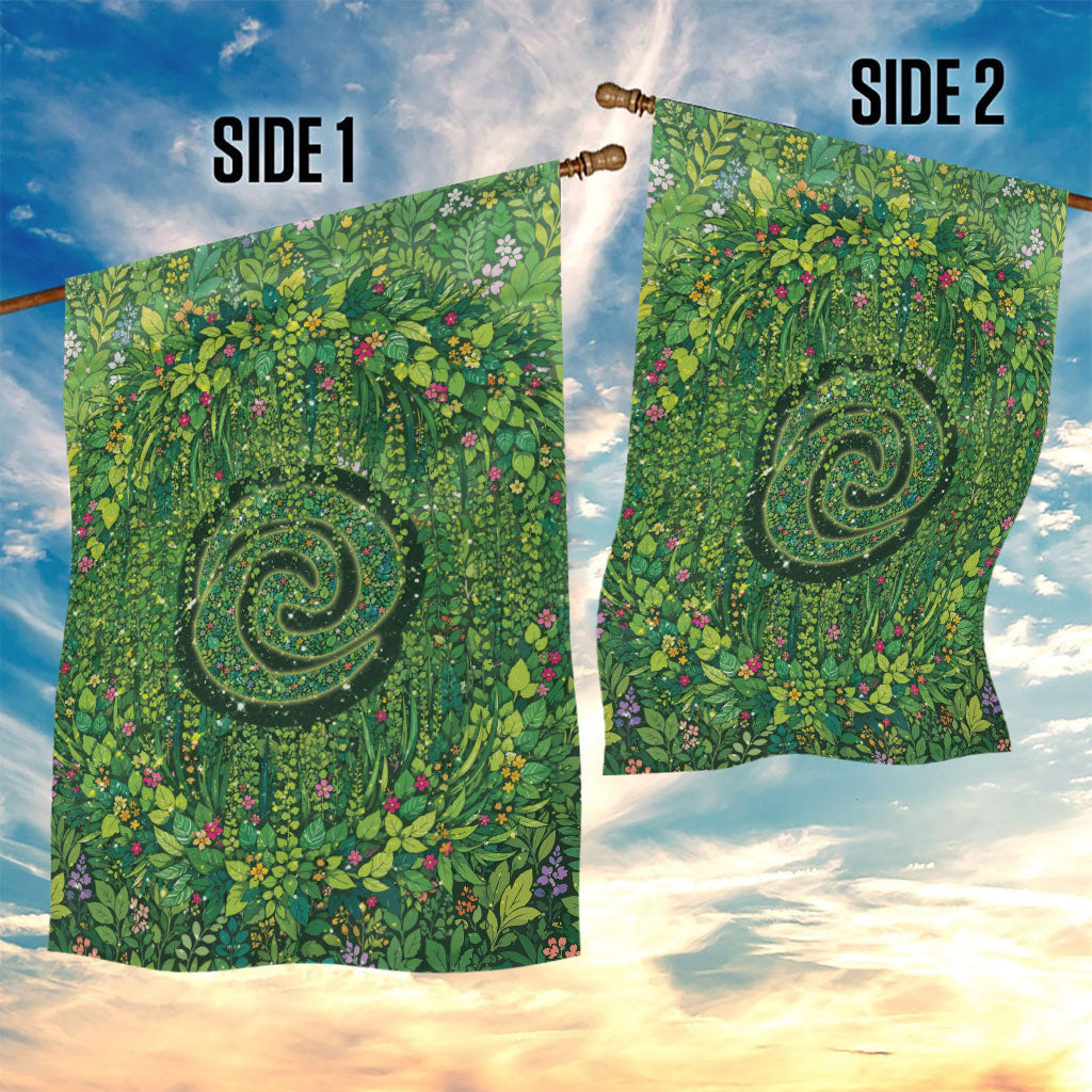 Polynesia Mother Nature Garden Flag Glowing Heart Spiral Tropical Vine Floral