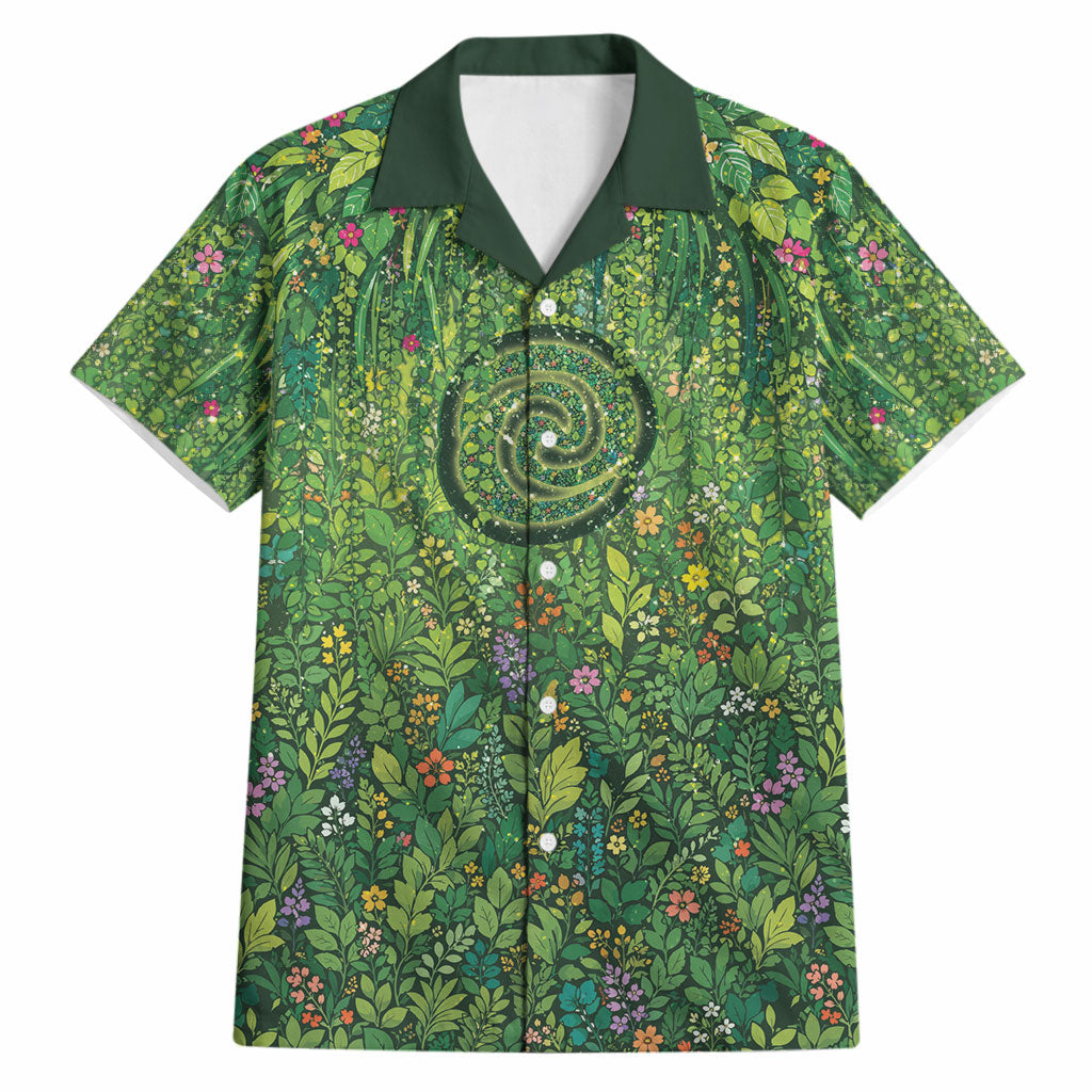 Polynesia Mother Nature Hawaiian Shirt Glowing Heart Spiral Tropical Vine Floral