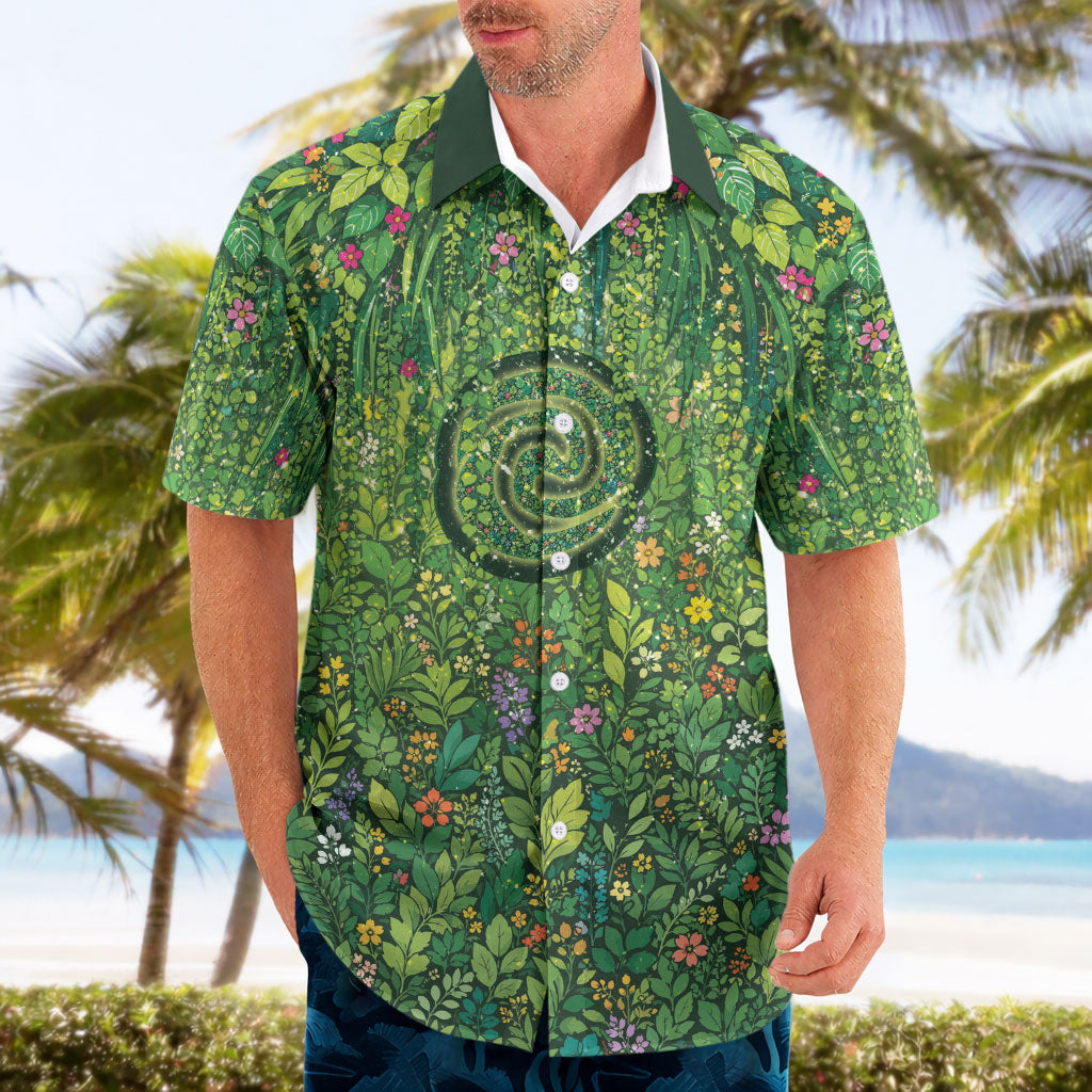 Polynesia Mother Nature Hawaiian Shirt Glowing Heart Spiral Tropical Vine Floral