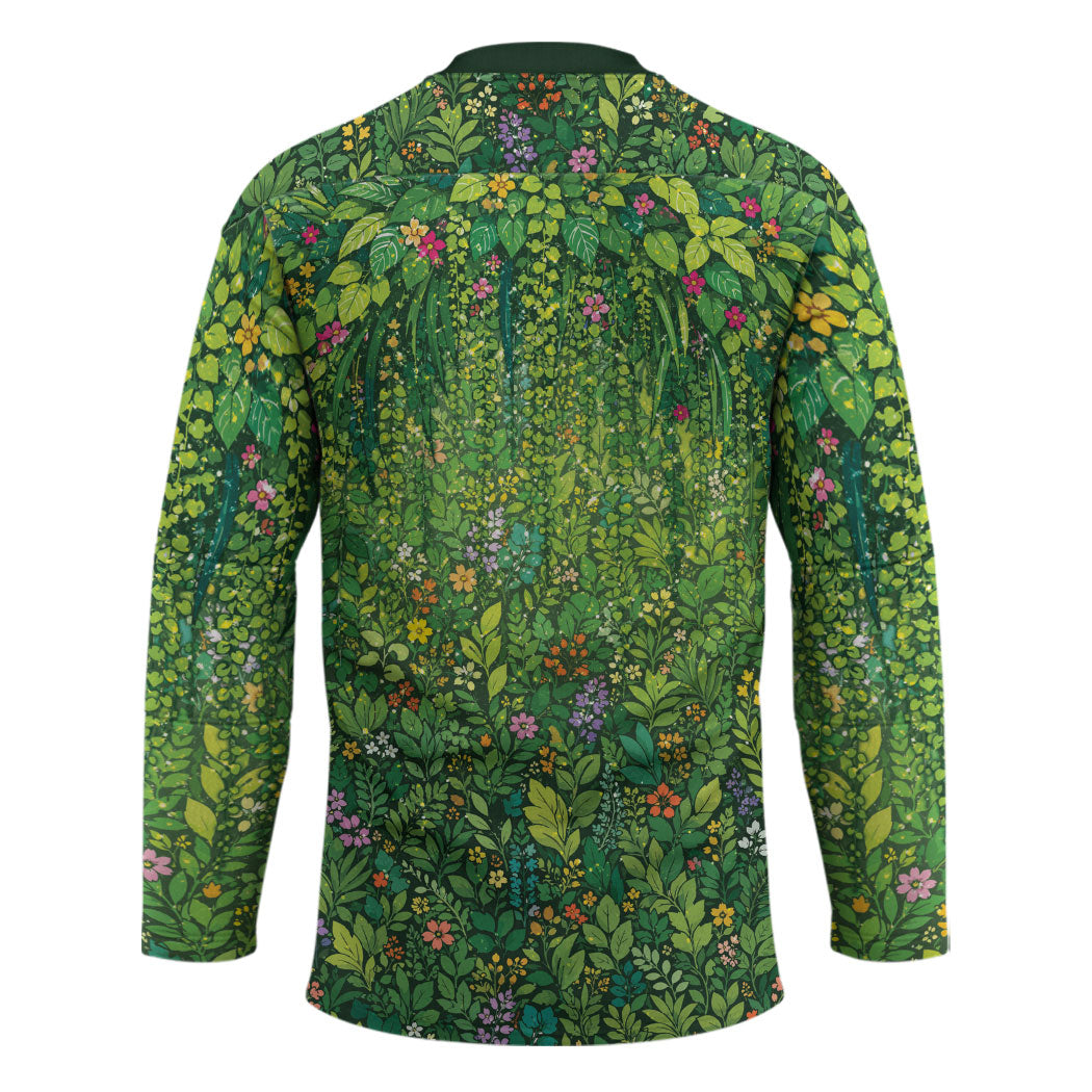 Polynesia Mother Nature Hockey Jersey Glowing Heart Spiral Tropical Vine Floral