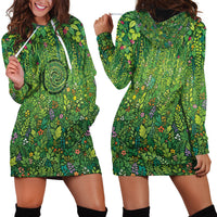 Polynesia Mother Nature Hoodie Dress Glowing Heart Spiral Tropical Vine Floral