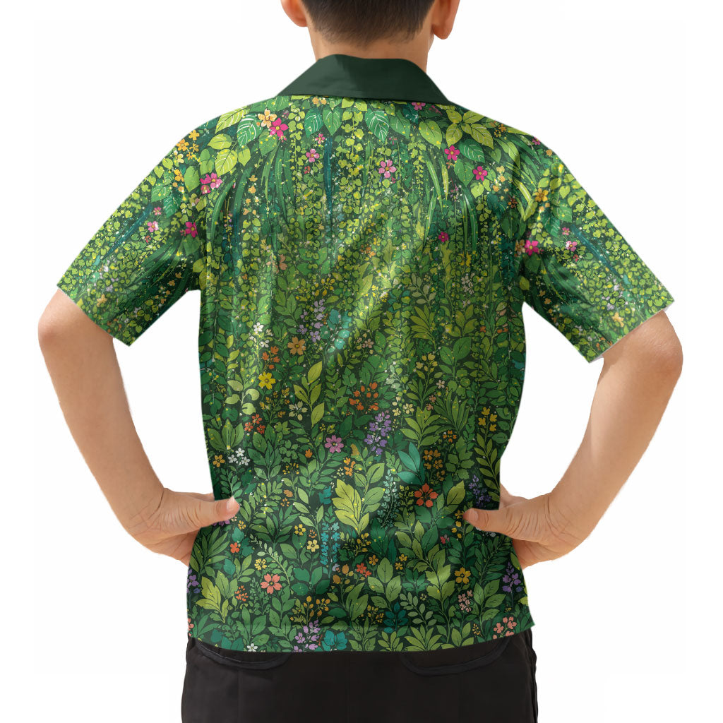 Polynesia Mother Nature Kid Hawaiian Shirt Glowing Heart Spiral Tropical Vine Floral