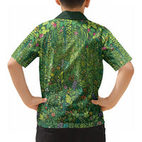 Polynesia Mother Nature Kid Hawaiian Shirt Glowing Heart Spiral Tropical Vine Floral