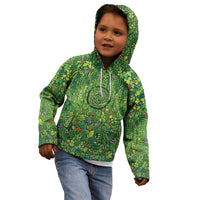 Polynesia Mother Nature Kid Hoodie Glowing Heart Spiral Tropical Vine Floral