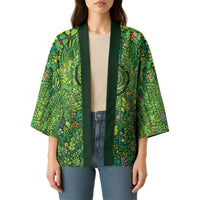 Polynesia Mother Nature Kimono Glowing Heart Spiral Tropical Vine Floral