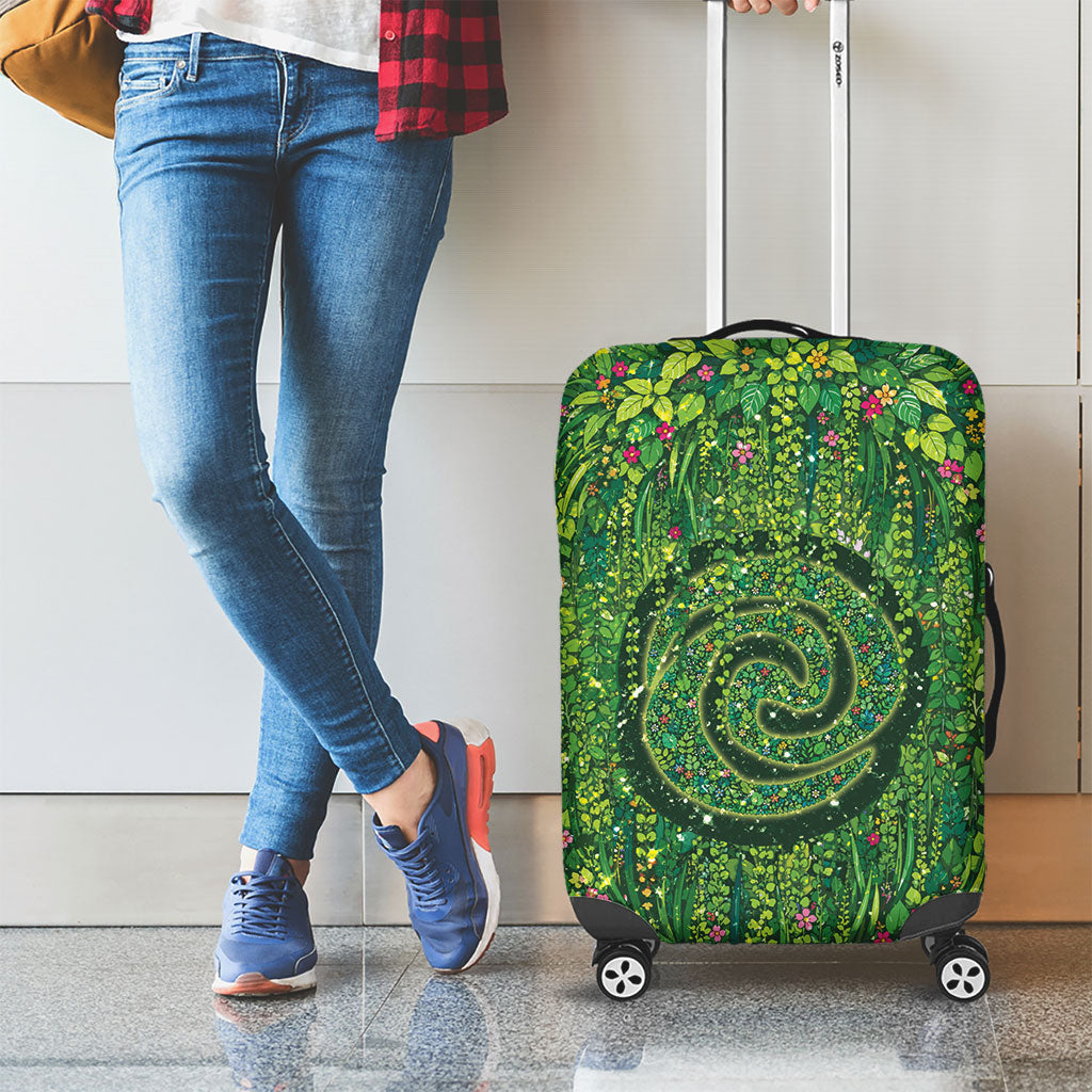 Polynesia Mother Nature Luggage Cover Glowing Heart Spiral Tropical Vine Floral