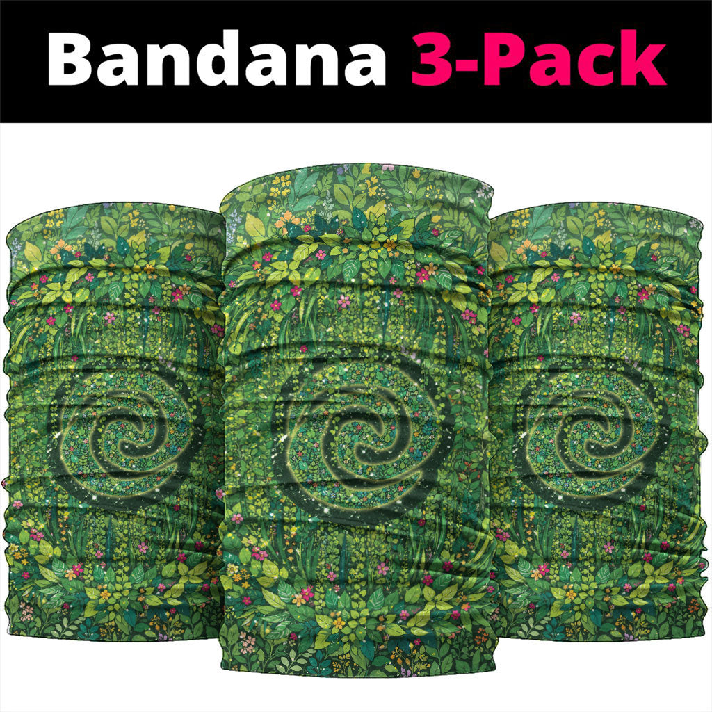 Polynesia Mother Nature Neck Gaiter Glowing Heart Spiral Tropical Vine Floral