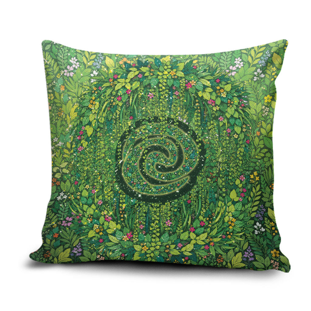 Polynesia Mother Nature Pillow Cover Glowing Heart Spiral Tropical Vine Floral