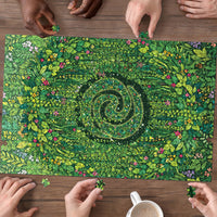 Polynesia Mother Nature Puzzle Glowing Heart Spiral Tropical Vine Floral