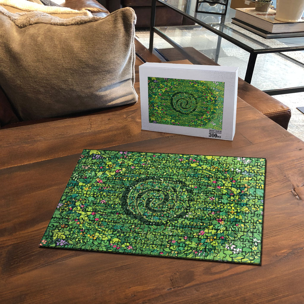 Polynesia Mother Nature Puzzle Glowing Heart Spiral Tropical Vine Floral