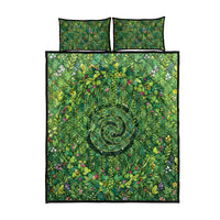 Polynesia Mother Nature Quilt Bed Set Glowing Heart Spiral Tropical Vine Floral