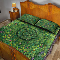 Polynesia Mother Nature Quilt Bed Set Glowing Heart Spiral Tropical Vine Floral