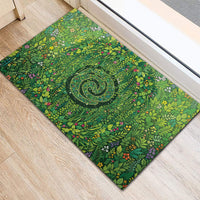 Polynesia Mother Nature Rubber Doormat Glowing Heart Spiral Tropical Vine Floral