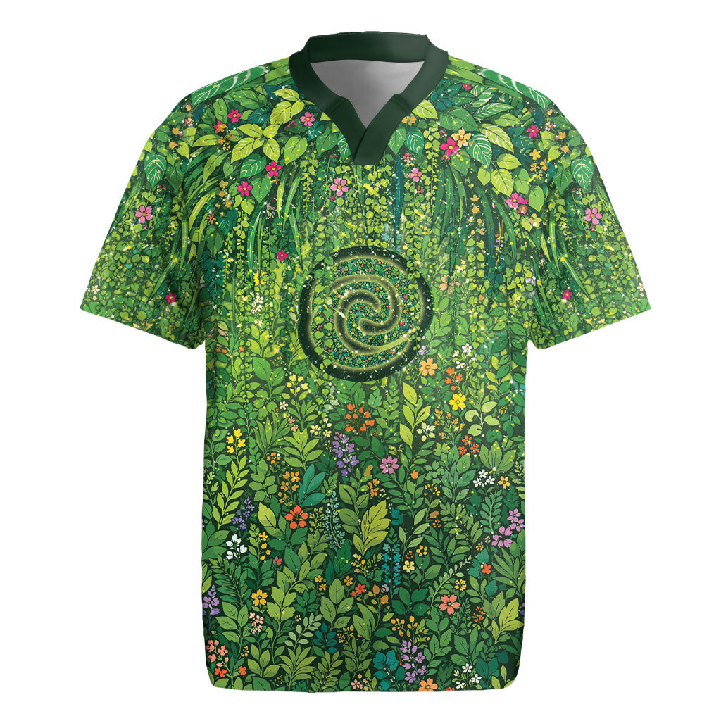 Polynesia Mother Nature Rugby Jersey Glowing Heart Spiral Tropical Vine Floral