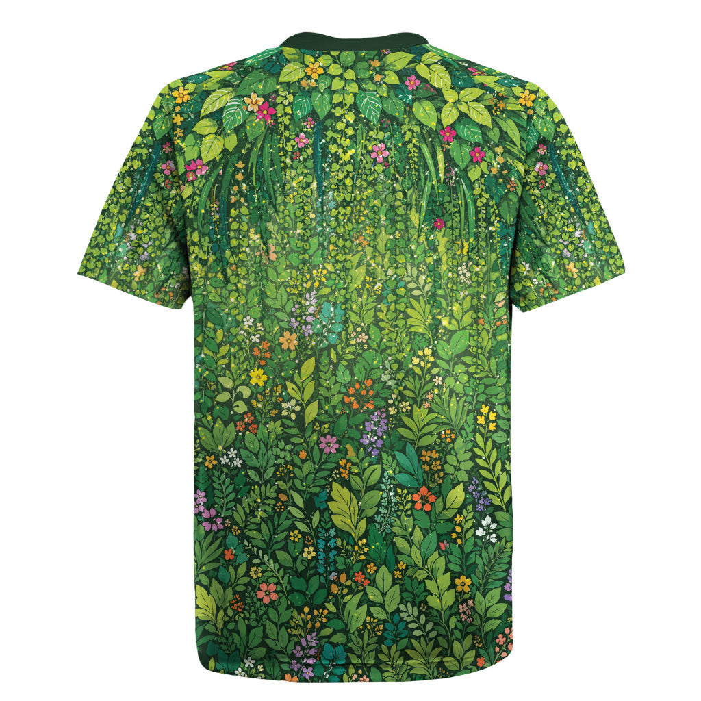 Polynesia Mother Nature Rugby Jersey Glowing Heart Spiral Tropical Vine Floral